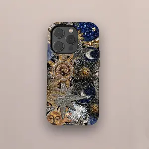 Vintage Mosaic Collage Phone Case Sun Celestial Mosaic Tiles Cases Trendy Preppy, Phone Case Cover for iPhone 17 16 15 14 13 12 11 Pro Max, Samsung S25 S24 S23 S22, Best Gift For Him/Her