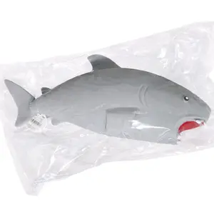 Viral Jumbo Shark Squishy Toy - Large Gray Shark with Red Mouth - Perfect for Stress Relief and Fun Play