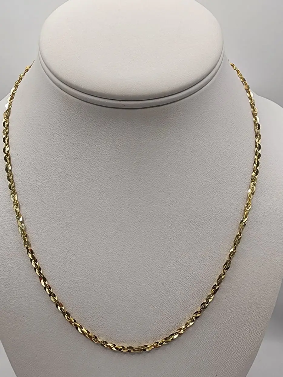AIRA gold 10K  Karat Torsal-Style Mirror Chain Link Necklace, Fashion Costume Jewelry Accessory for Everyday Wear