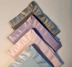 SATIN TRIM COTTON handmade blanket, Satin Edge, 100% Cotton Blanket, Crib and stroller Blanket, Vintage inspired