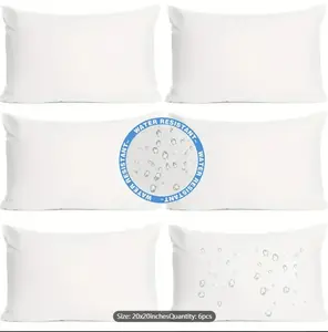 "6pcs Outdoor Pillow Inserts, Waterproof Decorative Throw Pillows Insert, Square Pillow Form For Patio, Furniture, Bed, Living Room, Garden ( White ),(12x20/18x18/20x20/16x16 Inches) "