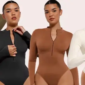 Tummy Control Bodysuit Long Sleeve Seamless for Everyday Wear Smooth Comfortable Fit & Extra Coverage Perfect for Confidence Neoprene Compression Shaper Postpartum Cincher Non Slip Shaping Minimalist Womenswear