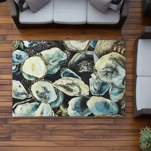 Begin Home Decor C1ROAR46FDAV8M 4 x 6 ft. Oyster Shells Coastal Marine Outdoor Area Rug for Home Decor - Rectangle