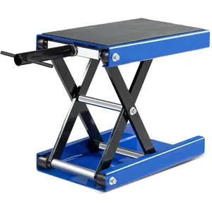 1100 lb Motorcycle Scissor Lift Jack, Anti-Slip Center Stand with Crank Handle, Steel Lift for Dirt Bikes, ATVs & Scooters, Blue
