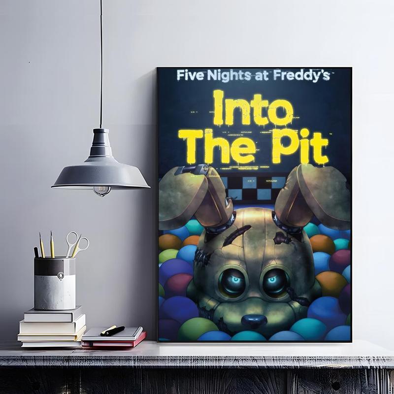 Iconic Horror Survival Game Franchise F-Five Nights at Freddy's Poster HD self-adhesive fade-proof waterproof wrinkle-resistant poster stickers Wall Art suitable for living room bedroom dormitory cafe bar background decoration wallpaper and gifts