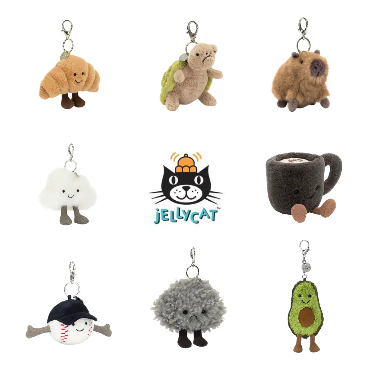 Authentic Jellycat - Cute Clown Collectible Keychain - Bag Charm Hanging Pendant, Ideal Gift for Backpacks, Car Keys