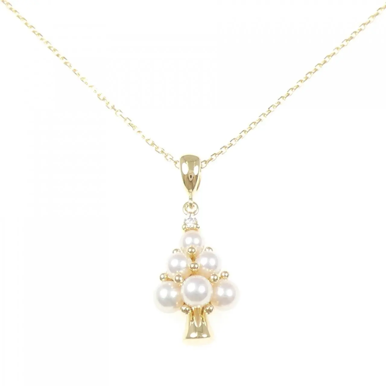 Mikimoto Au750 Akoya Pearl Diamond Necklace