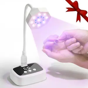 Small UV Nail Lamp USB Charging, Novel Design, 360 Degree Bendable, 2 Time Modes, Desktop Gel Polish Drying Light, Portable Home Manicure