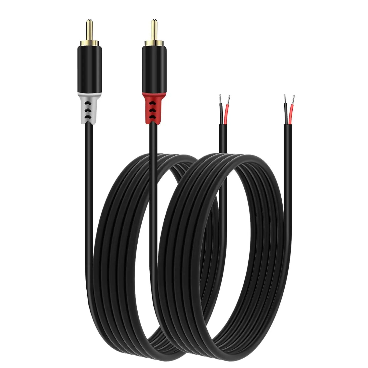 RCA to Speaker Wire Adapter, 2 Bare Wire Speaker Cables to RCA Plug Adapter Repair Speaker Wire for Speaker Amplifier Audio Video AV Receiver TV Subwoofer - 20AWG, 6.6FT