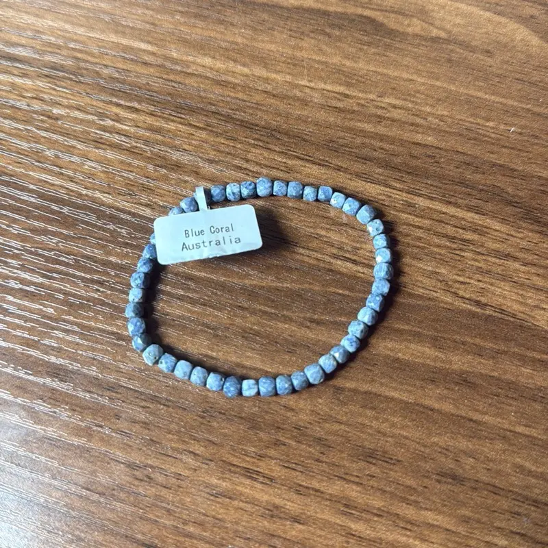18. 4mm Cube Faceted Bead Bracelet Blue Coral Colors Will Vary Final Sale Unique Jewelry Piece
