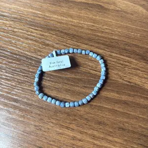 18. 4mm Cube Faceted Bead Bracelet Blue Coral Colors Will Vary Final Sale Unique Jewelry Piece
