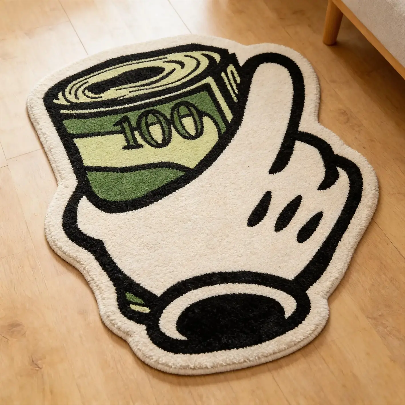 Funny Money Pattern Bedroom Rug, Irregular Shape, Soft and Comfortable, Trendy Cartoon Design, Ideal for Living Room/study, Home Decor