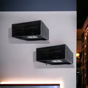 HomeRoots 399702 3 x 7 x 7 in. Black Wood Wall Mounted Floating Shelf with LED Light