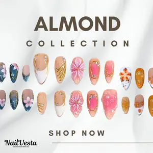 NailVesta ALMOND SHAPE COLLECTION – 100% Handcrafted 3D Press-On Nails | Reusable, Long-Lasting, Salon-Quality