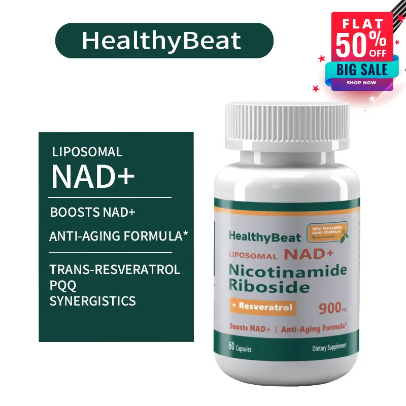 HealthyBeat LIPOSOMAL NAD+Supplement for Skin Aging Support, Energy, and Focus. Nicotinamide riboside malate , Trans-Resveratrol , PQQ. DNA Repair an