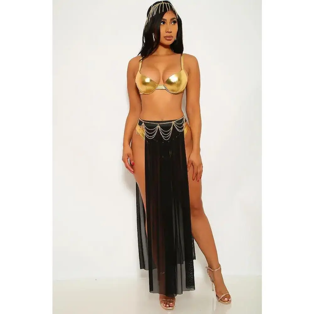 Black Gold Push-Up Goddess 3Pc Sexy Costume