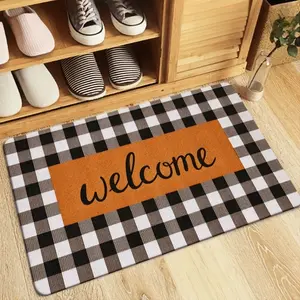 Floor Mat, Checkered Welcome Doormat Featuring a Rustic Plaid Design, Suitable for Indoor And Outdoor Use, Perfect for Entryway, Living Room, Bedroom, Home Decor