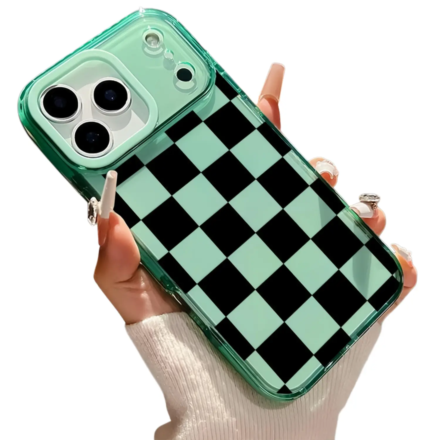 Black checkered Pattern Phone Case for iPhone 17 16 15 14 13 12 11 Pro Max Plus Air Non Slip TPU Soft Shell Non-Yellowing Shockproof Clear slim Protective Softcase Rugged Durable Back Cover, Advanced fashion gift Transparent Protection