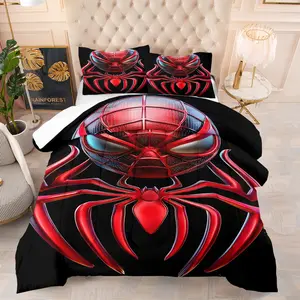Spider-Man Patterned Bedding Set, Including 1 Duvet Cover And 1 Or 2 Pillowcases Without Pillow Inserts, Bedroom Decoration Gift