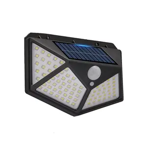 Solar Powered Outdoor Lights, 4 Counts 100 LED Solar Light with Reflector, Move Sensor Wall Light, IP65 Waterproof Solar Powered Light for Garden Patio Yard
