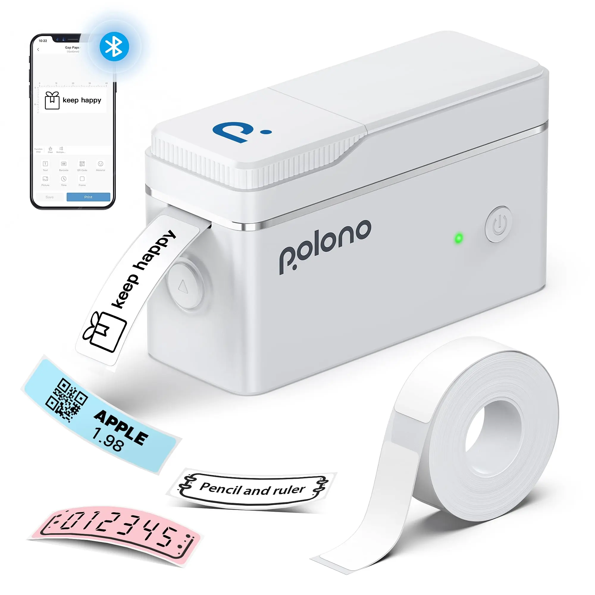 All-in-One Label Printer for School Supplie, POLONO P31S Label Maker, Portable Bluetooth Label Maker Machine with Tape, Small Mini Label Printer, Multiple Templates Fonts Icon Labeler for Home, School, Office, Mothersdaygift Thermal Printer Wireless