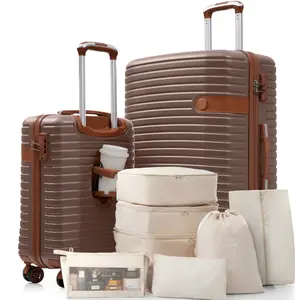 2-piece set (20+28 inches) hard shell luggage with TSA lock, 360 ° rotating wheels, lightweight and durable travel luggage, suitable for both men and women to carry, one for boarding and one for checking in, nested super tightly, easy to store