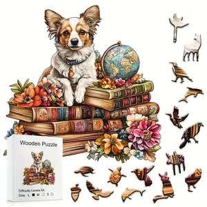 501 Puppy Wooden Jigsaw Puzzle, Exquisite Paper Box, Educational Toys, Unique Gift, Irregular Shape, Decorative Painting, Holiday Gift