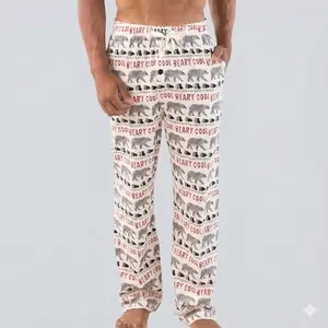 Beary Cool Funny Men's Pajama Pants – Cute Bear & Paw Print Pattern, Punny Sleep Bottoms