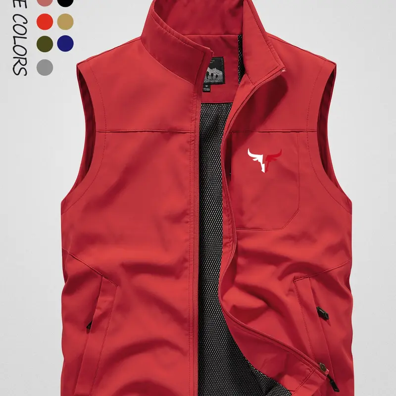 Men's Hooded Fishing Vest, Outdoor Hiking Camping Tactical Vest, Multi-Functional Casual Summer Workwear Photography Vest, Plain Fitted Vest, All Seasons