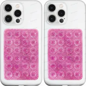 Glitter Rose Red Silicone Suction Phone Case Mount, 2PCS Non Slip Suction Cup, Silicone Adhesive Suction Cup Mount, Strong Grip Holder for Selfies and Videos Hands-Free Phone, Cellphone, Silicone Adhesive Stand for Cell Phone