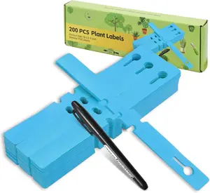 Labels 200 count  Plastic  Tree Tags Wrap Around Hanging Tags  Tree Markers Adjustable Garden Labels for Indoor Outdoor Gardening  (Blue with 1 Marker Pen)