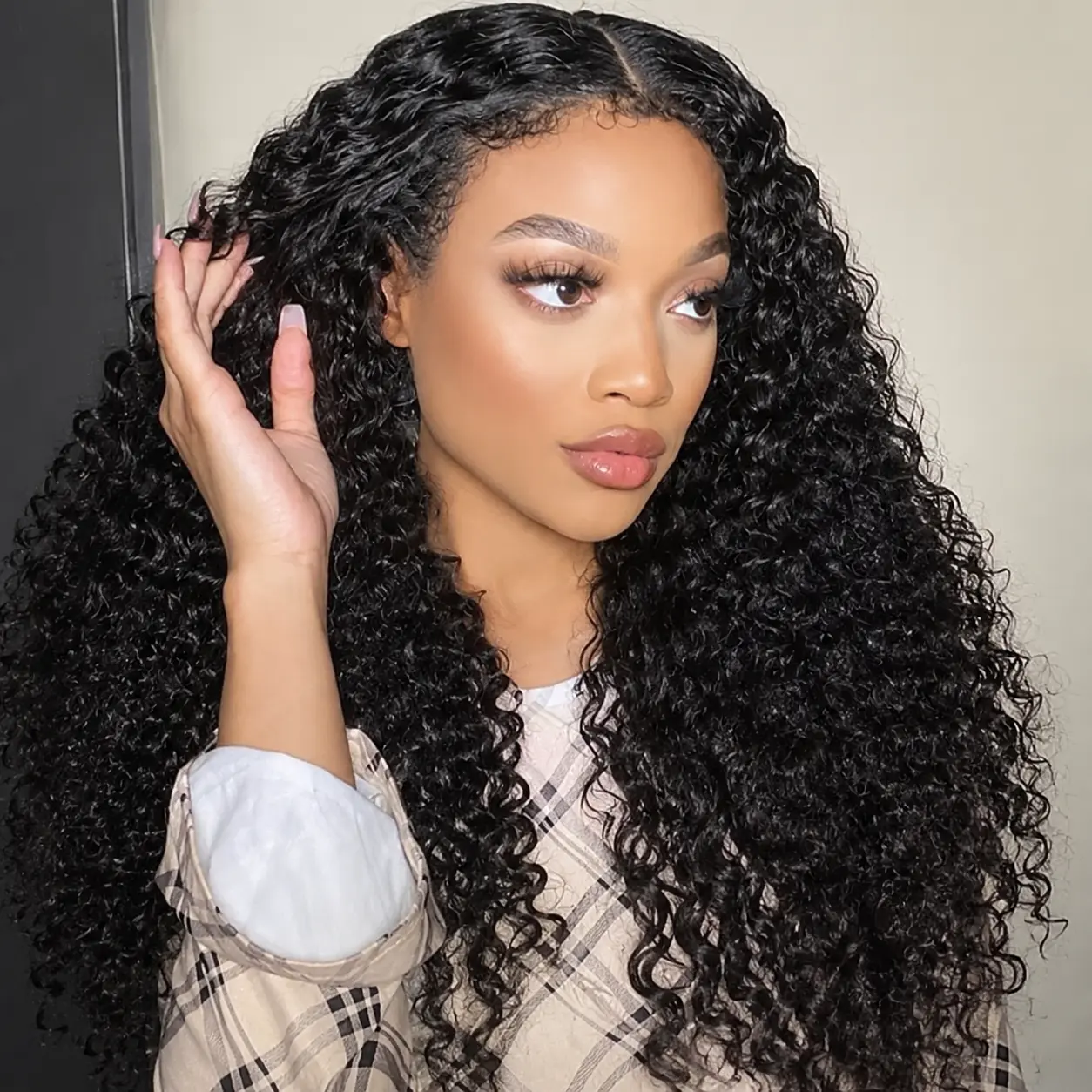 Idoli  Deep Wave Lace Front Wigs Human Hair 13x6 HD Lace Front Wigs Natural Black 180% Density
