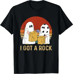 100% Cotton Tee I Got A Rock Shirt Halloween Trick Or Treat Ghost T-Shirt T-Shirt with Look