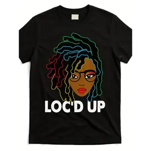 Locs Hair Black History Month T-Shirt for Dreadlocks - 180gsm Heavyweight Retro Graphic Tee with Rasta Color Dreadlock Woman