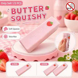 Butter Squishy,Slow Rising Squishy,Stress Relief & Fidget Toys,Butter Stick Slow Rising Squeeze Food Fidget Toy for Office School,Party Favor Gift (Strawberry Butter Sticks)