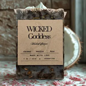 Wicked Goddess Soap - Coconut Vanilla Rose 4 oz Hydrating Bar Made with Love