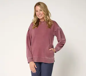 LOGO by Lori Goldstein French Terry Pleat-Detail Sweatshirt