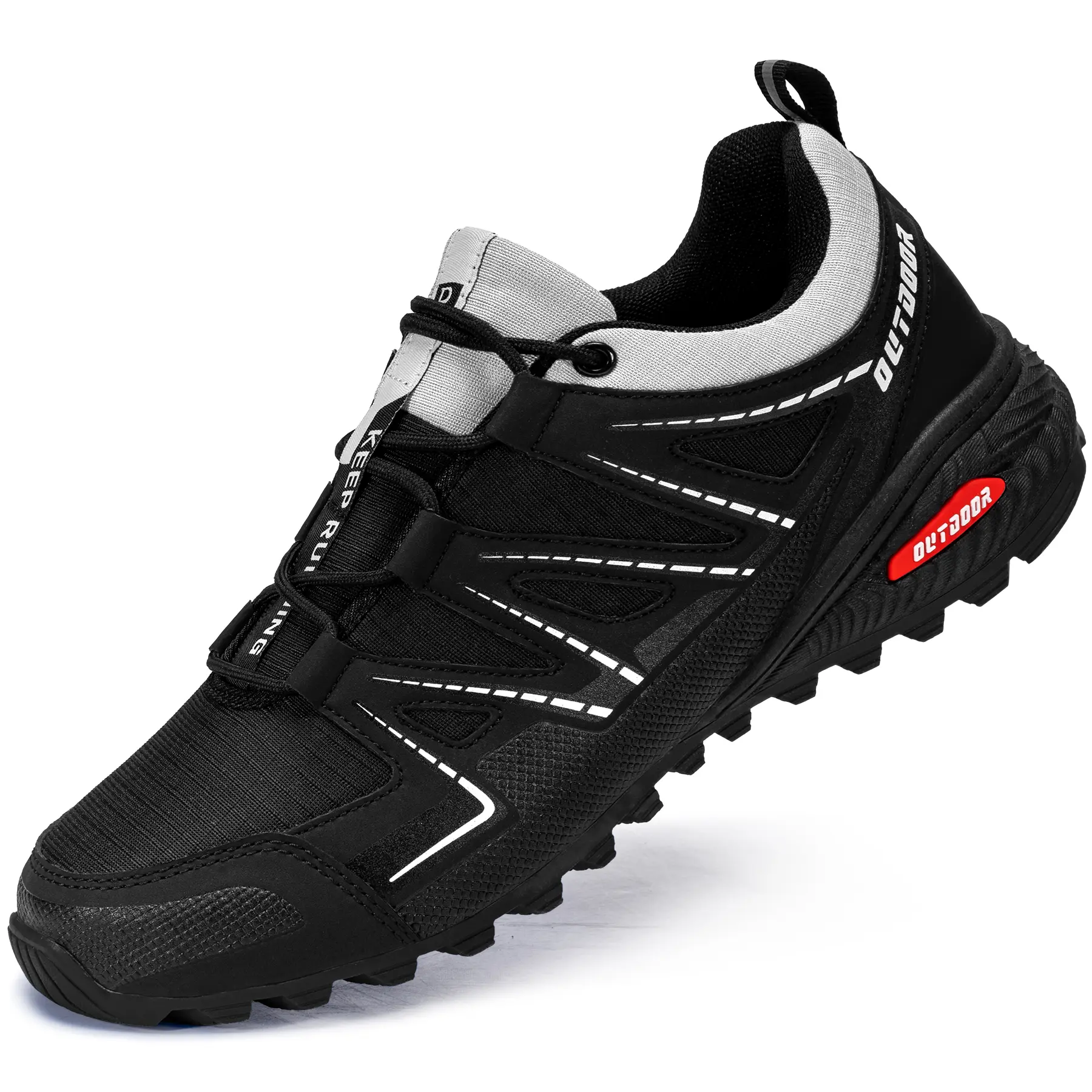 Men's Breathable Protective Hiking Shoes - Non-Slip Rugged Sole, Shock-Absorbing EVA Midsole, Lightweight Outdoor Training Sneakers for Trekking, Trail Running (Black, Blue, Orange)