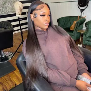 Straight Transparent Frontal Wig with Silky Texture 180% Density Thin Lace for Natural Look