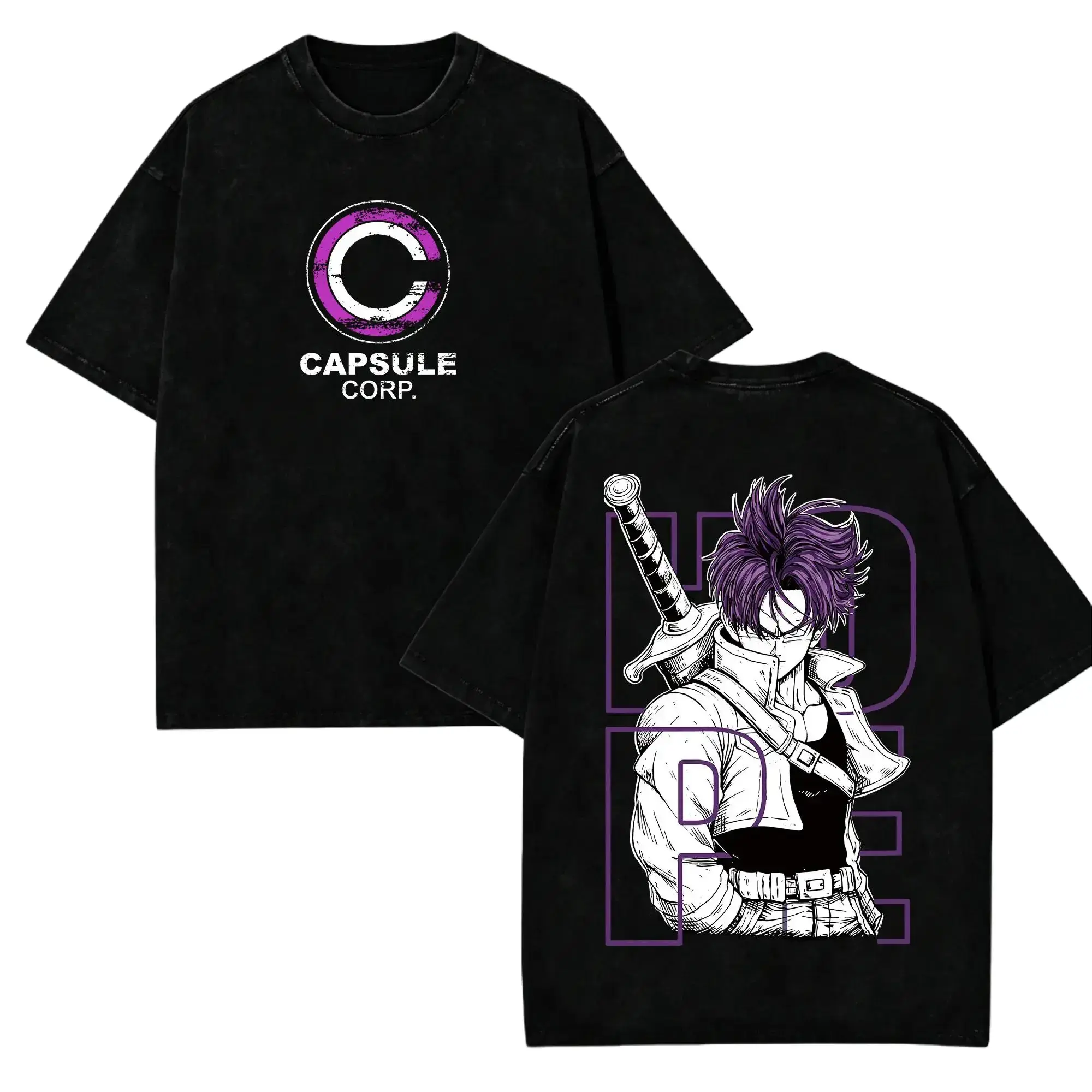 Madara Uchiha T-Shirt, Unisex Oversized Acid Washed Heavyweight Cotton, Casual Short Sleeve Top with Double-Sided Anime Print