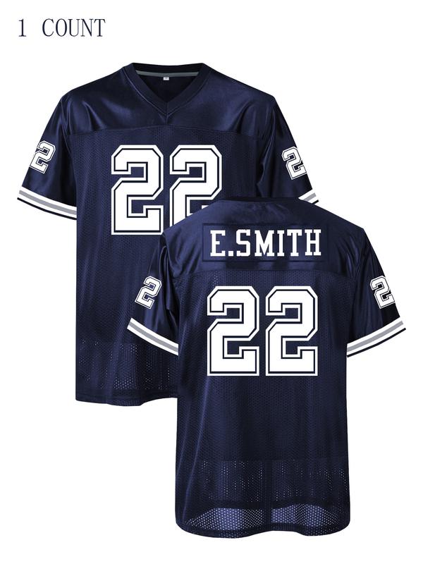 Men's American Football Jersey - Breathable Athletic Top, Embroidered, V-Neck, Short Sleeve, Loose Fit for Casual, Streetwear & Sports Activities