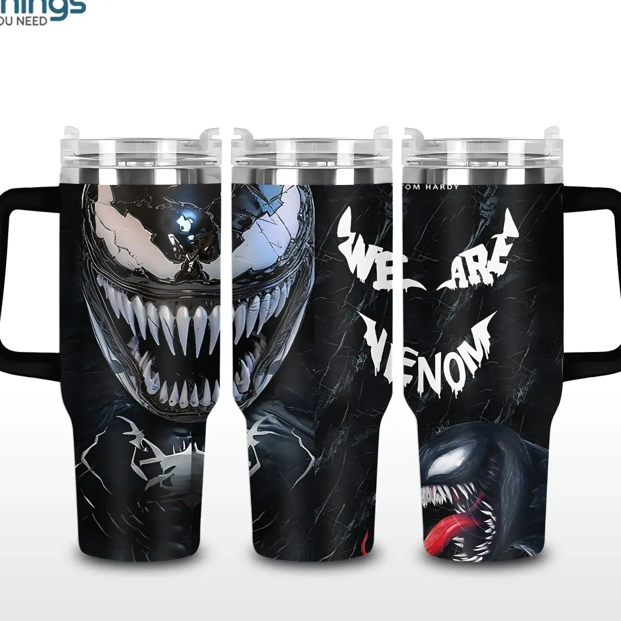 Venom V2 Dark Symbiote 20oz - 40oz With Handle Tumbler, Alien Monster Stainless Steel Tumbler, Iconic Comic Villain Drinkware, Retro Black Web Design, Venom Fan Gift, Perfect Gift For Superhero Movie Lovers