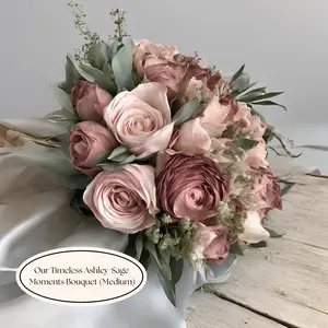 Ashley-Sage Rose Gold Bouquet in Timeless Flower Bouquet for Her Birthday