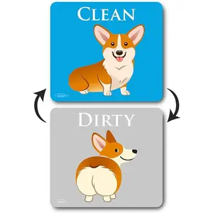 Dog Butt Funny Clean Dirty Dishwasher Magnet, Reversible Dish Washer Refrigerator Sign, Funny Corgi Butt, Double Sided Strong Kitchen Flip Indicator, Bonus Universal Magnetic Plate, Animal Magnet