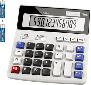 Desk Calculator 12 Digit  4.3-Inch LCD Display, Two Way Power  and Solar Calculators Desktop, Big Buttons Easy to Press  as Office Calculators for Desk White