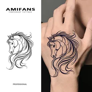 AMIFANS Temporary Tattoo Elegant Flowing Mane Horse, Semi Permanent Tattoo,Lasting 1-2 Weeks Tattoo, Long Lasting Tattoo, Juice Tattoo, Realistic Tattoo, Romantic Tattoo, Fake Tattoo, Waterproof, Authentic Tattoo Look, Niche Design Tattoo, Fruit Tattoo