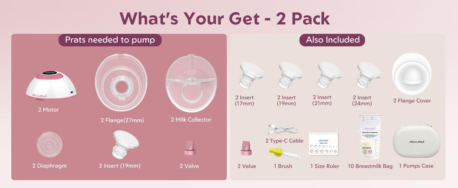 MomMed  M21 Luma Built-In Night Light Breastfeeding Pump, Upgraded Hands-Free Wearable Breast Pump, 150ml Nursing Cup With 17/19/21/24mm Flange Insert, 4 Modes & 12 Suction Levels,  27mm Portable Electric Pump