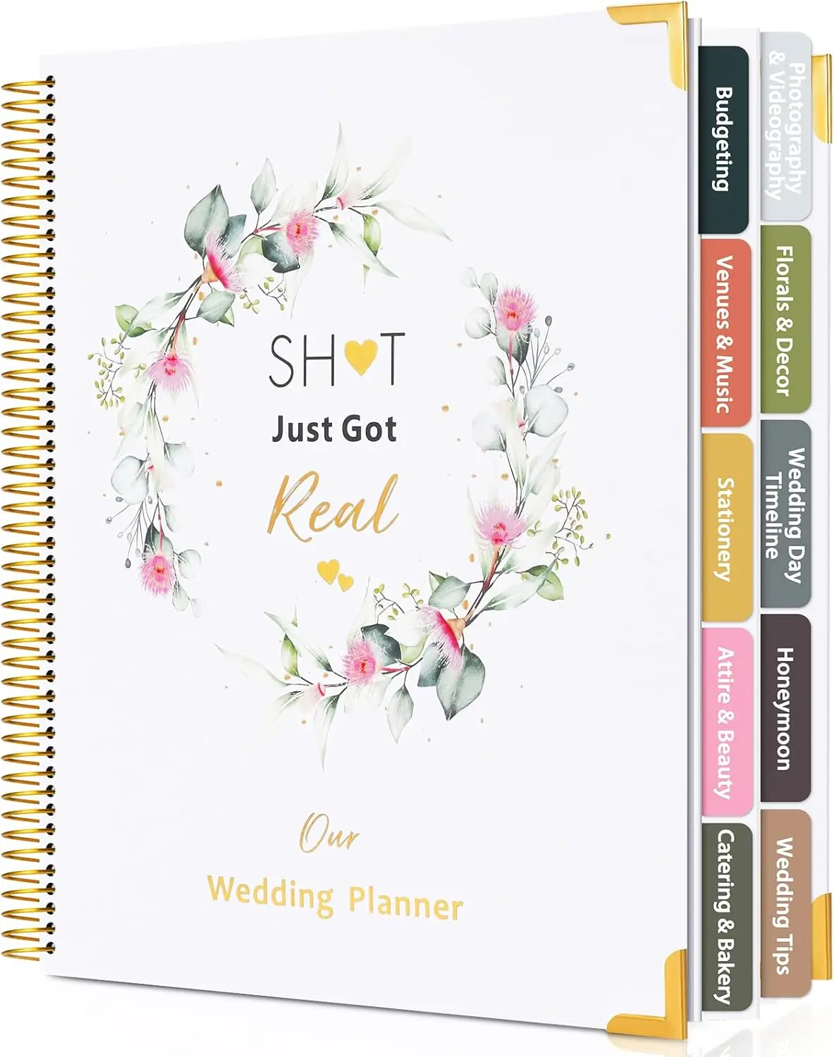 Wedding Planner Book and Organizer, 176 Pages Bridal Wedding Planning Book with Sticker Checklists and Calendars for Bride To Be,  Engagement Gifts for Newly Engaged Couples