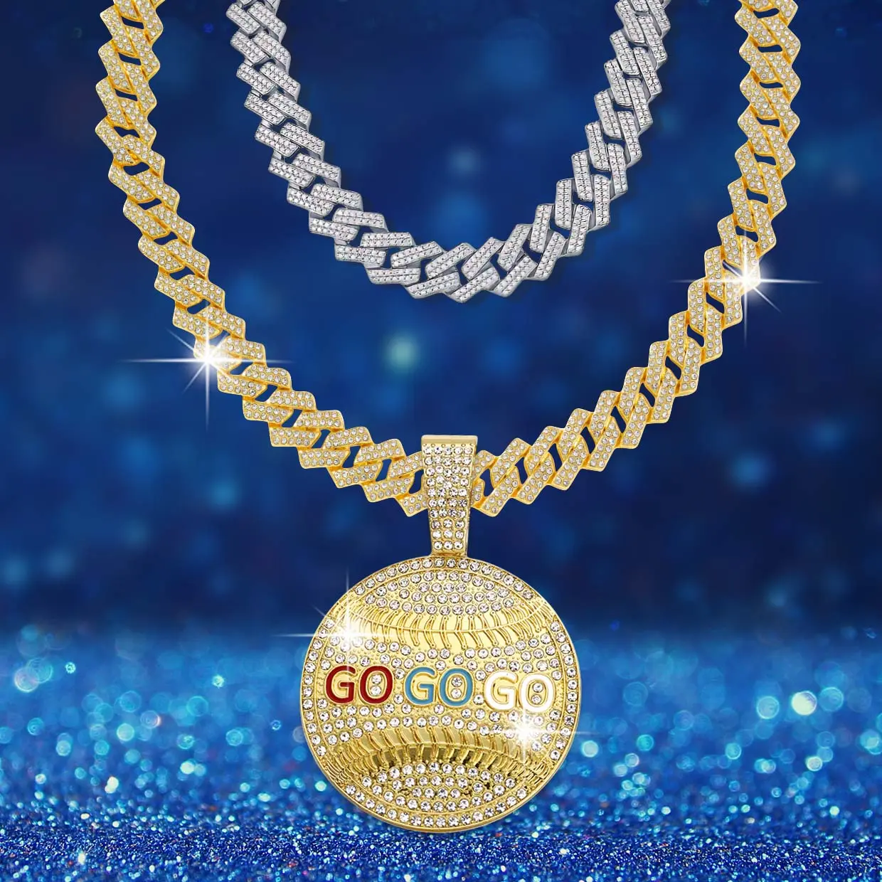 Energetic GO GO GO Pedant with Cute Smiley Face Necklace Gold Zircon Preppy Neckalce 18K Gold and 925 Sterling Smiley Choker Chain Inspirational GO GO GO Necklace Jewelry Gift Ideal Jewelry for Men Women Daily Wear