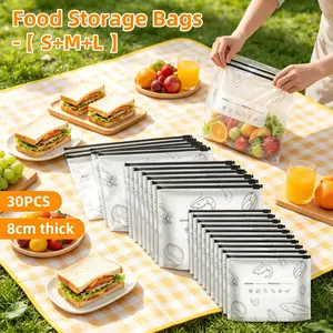 Reusable Aluminum Foil Freezer Bags, Food Grade Leakproof Ziplock Food Storage Bags with Label Area, BPA Free Heavy Duty Freezer Safe Bags for Meat Seafood Vegetable Meal Prep Refrigerator Organization